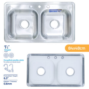 PANA PANTRY DOBLE SIN ESCURRID. 84x48 CM GRIVEN A367- 8448D