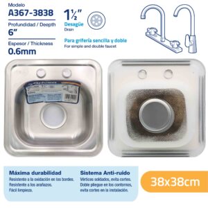 PANA PANTRY SENC. SIN ESCURRIDOR 38x 38CM GRIVEN A367- 3838