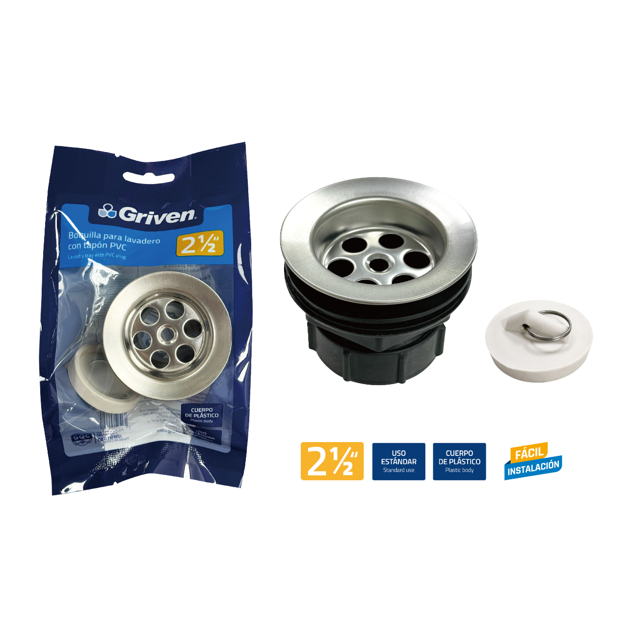 CENTRO P/ LAVAMANO DE 2-1/2'' PVC GRIVEN A367-HDA113
