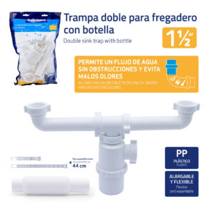 TRAMPA FLEXIBLE P/ PANTRY DOBLE 1-1/2 GRIVEN A367-HDA151- 140