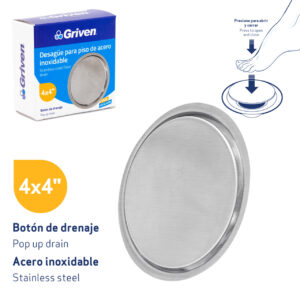 PASCON P/ BAÑO DE 4x4'' PUSH REDDO INOX. GRIVEN A367-RPD- 10C