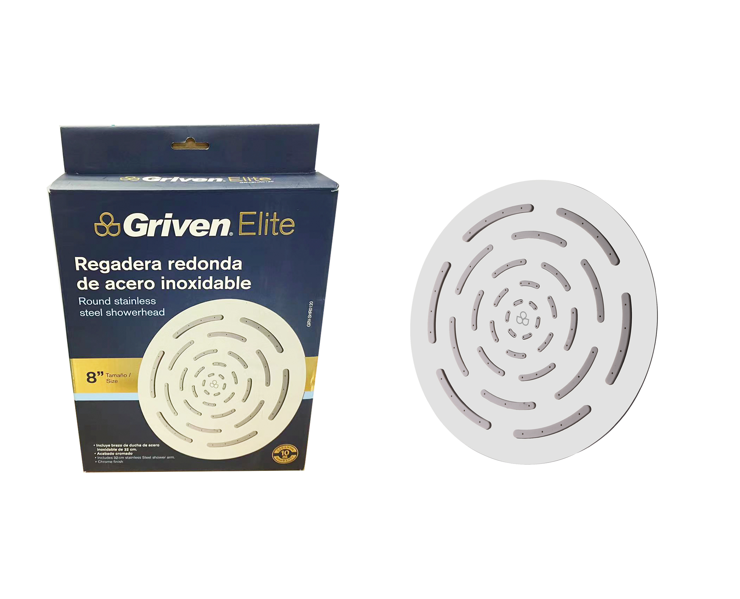 DUCHA REDONDA DE 8" SATIN ELITE GRIVEN GRV-SHR01