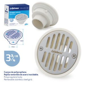 PASCON P/ BAÑO DE 3-3/4" PLASTICO REDONDO GRIVEN GVB- RSD-P