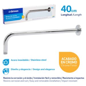 BRAZO P/ DUCHA BLISTER DE 40CM. NIQ. GRIVEN GV-SRC4