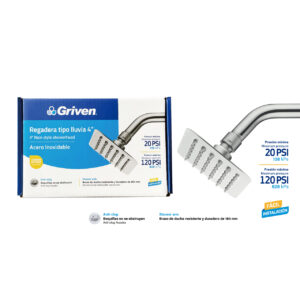 BRAZO P/ DUCHA CUADRADO DE 40CM. NIQ. GRIVEN GV-SHS4-S