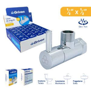 LLAVE DE ANGULO 1/2''x 1/2'' NIQ. 1/4 V. GRIVEN GV-AVS-1-2