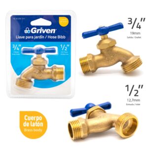 LLAVE CHORRO DE 1/2'' MET. BLISTER GRIVEN HC-B120G-3-4