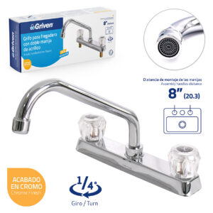 LLAVE P/ PANTRY MET. DOBLE M/ ACRILICO A 45° GRIVEN A367- D8002B
