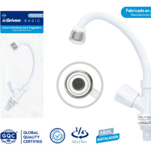 LLAVE P/ PANTRY SENC. DE PVC C/ BLANCO MANECILLA REDONDA CUELLO DE GANSO GRIVEN A367-ZF306B