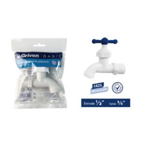 LLAVE CHORRO DE 1/2'' PVC FINA EN BOLSA GRIVEN A367-LLA-81