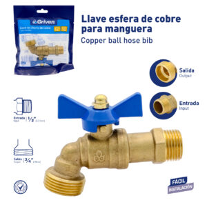 LLAVE CHORRO DE 1/2'' M/ SAYCO C/ ROJO GRIVEN BVD-150-1-2