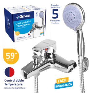 LLAVE P/TINA 2 TEMP.59'' C/REGADERA 5 FUNC. GRIVEN A367- ZF900