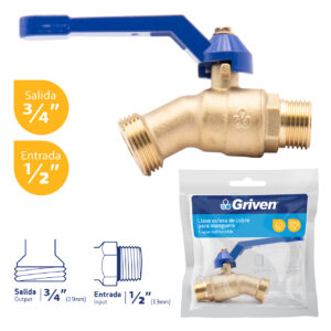 LLAVE CHORRO DE 1/2''x 3/4'' PALANCA MET. GRIVEN GV-B200G-1 -2