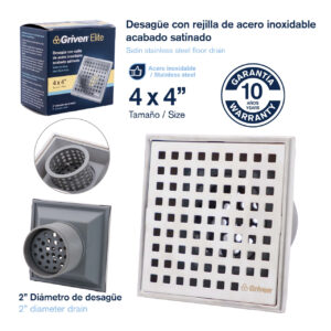 PASCON P/ BAÑO INOXIDABLE DE 4x 4 RED. GRIVEN A367-SD-18S