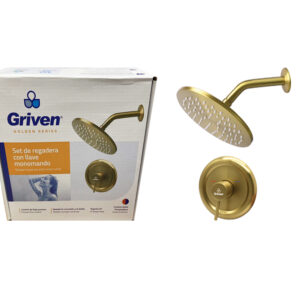 DUCHA DE 8'' C/ LLAVE MONOMANDO DORADO GRIVEN GV- GFT010
