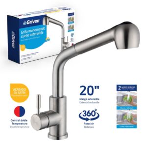 LLAVE P/ PANTRY C/ EXTENS NEG. SATIN GRIVEN A367-SH4220S- 3/8