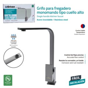 LLAVE P/ PANTRY SENC. CUELLO ALTO CUADRADO MEZCLAD. GRIVEN GV-QHF-603-3-8
