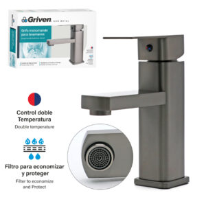 LLAVE P/ LAVAMANO SENC. CUAD. PLATA GRIVEN GV-QHF-601-3- 8