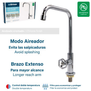 LLAVE P/ PANTRY SENC.HEXAG. C/ALTO CUAD.CROM. GRIVEN GVS-SCF-04