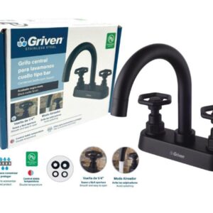 LLAVE P/ LAVAMANO DOBLE MANDO HEXG. C/ GANSO NEGRO GRIVEN GVS-SBF-2