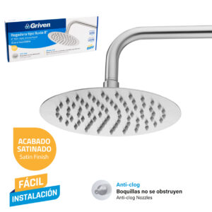 DUCHA REDONDA DE 8" T/ LLUVIA SATIN GRIVEN GV-SHS8-RARM