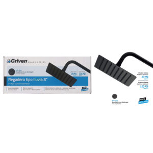 DUCHA REDONDA DE 8" T/ LLUVIA NEGRO GRIVEN GV-SHB8- RARM