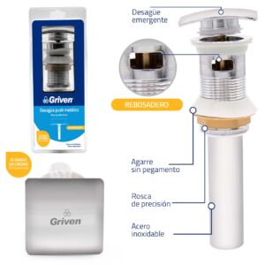 CENTRO P/ LAVAMANO PUSH CUADRADO MET. GRIVEN A367-PL- D51A