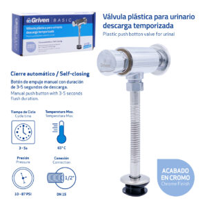 VALVULA DE PRESION P/URINARIO TEMPO. 3-5 SEG. GRIVEN GVB-TLC1