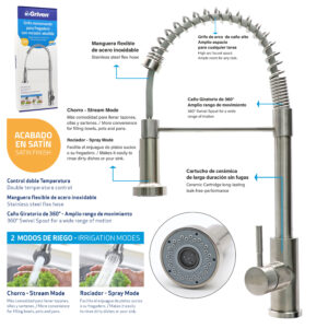 LLAVE P/ PANTRY SENC. C/ FLEX. CROM. GRIVEN A367-MY-8805-3 -8