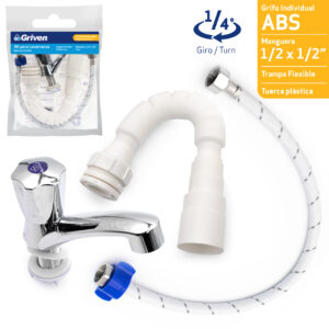 KIT P/ LAVAMANO 1/2''x1/2'' LLAVE,TRAMPA, MANG.GRIVEN GV- BS2201-2