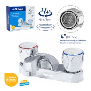 LLAVE P/ LAVAMANO DOBLE POMO C/ BAR MET. GRIVEN GV- 15061D-C