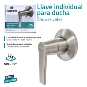 LLAVE P/ DUCHA MONO MANDO PALANCA C/GRIS GRIVEN GV- WA016A-QY