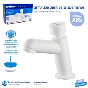 LLAVE P/ LAVAMANO SENC. PUSH AUTOMATICA C/ NEGRO GRIVEN GVB-DFZ-3B