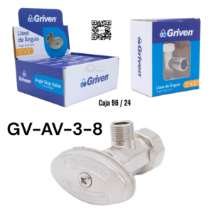 LLAVE P/ LAVAMANO 3/8" SENC. C/ ALTO PALANCA CROM. ABS GRIVEN GVB-MTB1-C-3-8
