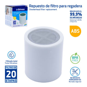 REPUESTO P/ FILTRO DE DUCHA 20 CAPAS GRIVEN GV-SHWP- RE20
