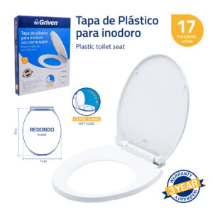 TAPA Y ASIENTO P/INODORO RED. CIERR SUAV BLANCA GRIVEN A367-LPA-007