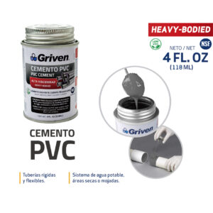PEGA EN TARRO 1/32'' GAL SUPER FUERTE CPVC GRIVEN GV- CPCG-4OZ