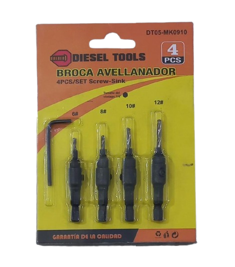 BROCA AVELLANADORA SET 4PZS DIESEL TOOLS DT05-MK0910