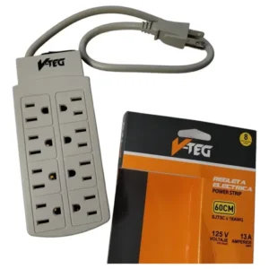 MULTIPLE SENCILLO DE 6 SALIDAS BLANCO/ GRIS V-TEG VT-ES- 006G