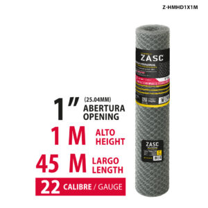 MALLA HEXAGONAL GALVANIZADA DE 1''x 1 MT.x 25 MT. CAL.22 ZASC Z-HMHD1