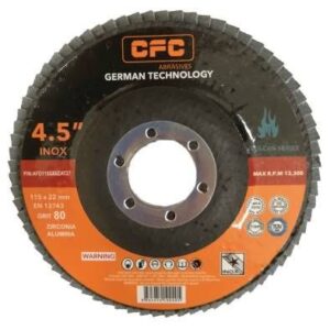 DISCO FLAP DE 4-1/2'' No. 40 ZIRCONIA LAMINADO ZASC Z- FDZ115X40-T29