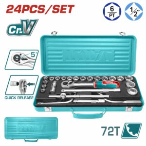 RATCH DE 1/2'' ESTUCHE DE 24 PZAS. COPAS TOTAL THT141253