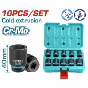 COPAS DE IMPACTO 1/2'' SET 10 PZAS. 10 - 24 MM. TOTAL THISTD12101