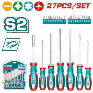 DESARMADORES EN SET DE 27 PZS. C/ PUNTAS EN BLISTER TOTAL TKSDS2726