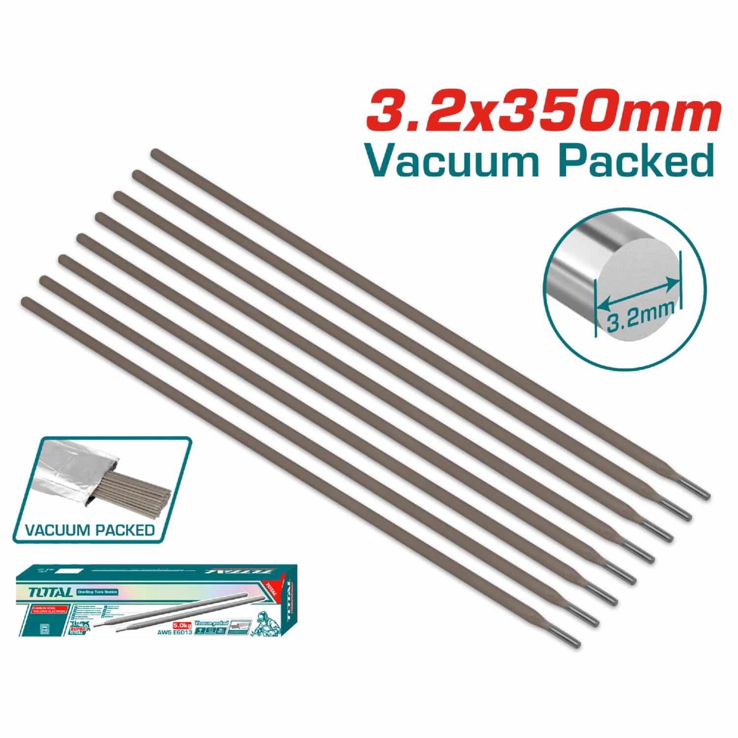 ELECTRODO (VAR./ SOLDAR) DE 1/8''x 350 MM. 2.5 KG.AWS E6013 TOTAL TERCV222