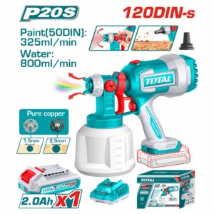PISTOLA P/ PINTAR INALAMB. 20 V. 1 LT. BAT 2.0 Ah.+ CARG. TOTAL UTSGLI20042
