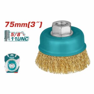 CEPILLO CONICO DORADO DE 3''(75MM)BLISTER TOTAL UTAC31031